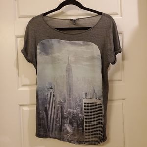 MNG New York print semi transparent tshirt